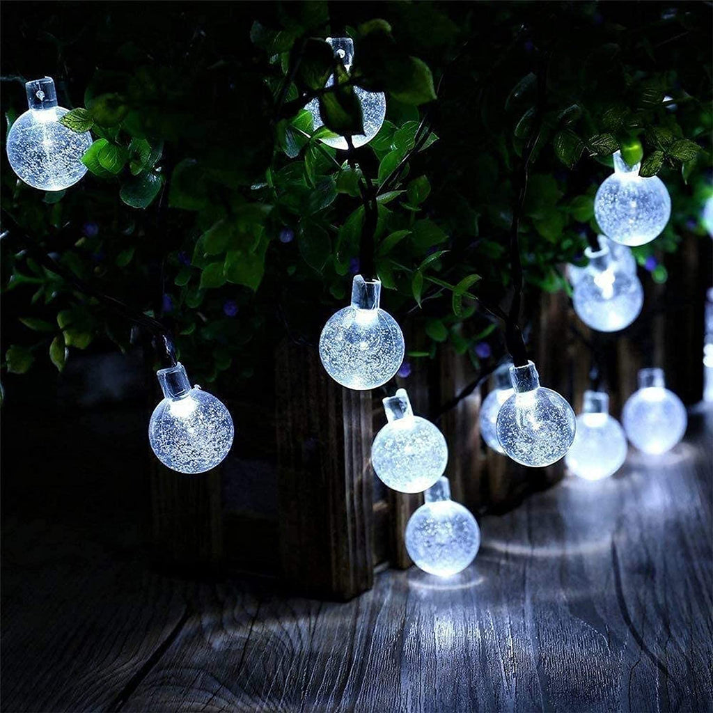 Solar Garden Lights Outdoor, 50 LED 7M/24Ft Solar String Lights Waterproof 8 Modes Indoor/Outdoor Fairy Lights for Garden, Patio, Yard, Home, Party, Wedding, Festival Decoration (Clear White)