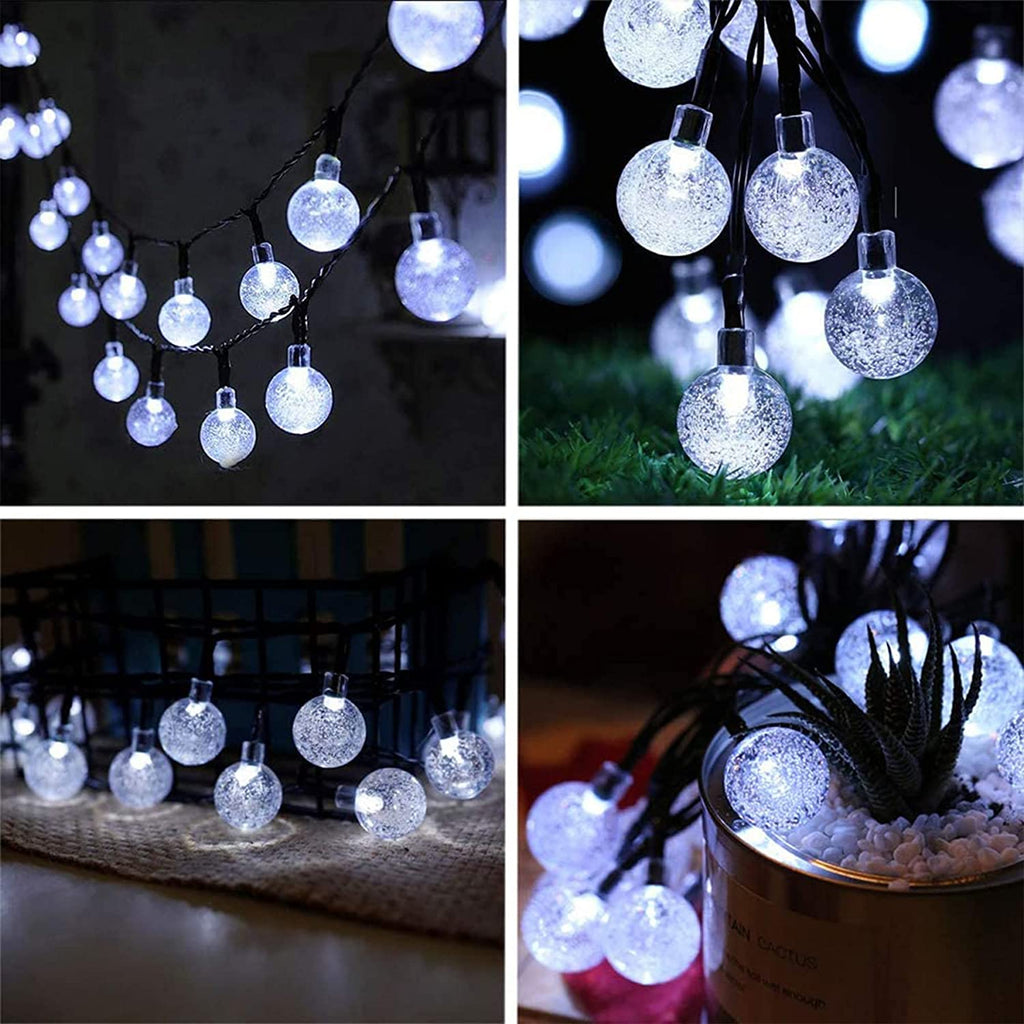 Solar Garden Lights Outdoor, 50 LED 7M/24Ft Solar String Lights Waterproof 8 Modes Indoor/Outdoor Fairy Lights for Garden, Patio, Yard, Home, Party, Wedding, Festival Decoration (Clear White)