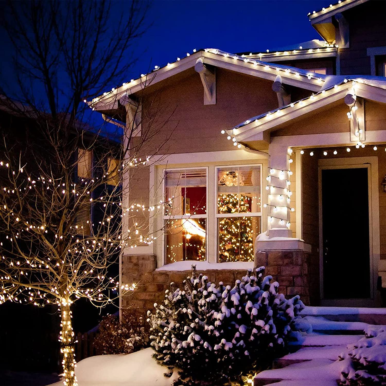 Solar Garden Lights Outdoor, 50 LED 7M/24Ft Solar String Lights Waterproof 8 Modes Indoor/Outdoor Fairy Lights for Garden, Patio, Yard, Home, Party, Wedding, Festival Decoration (Clear White)