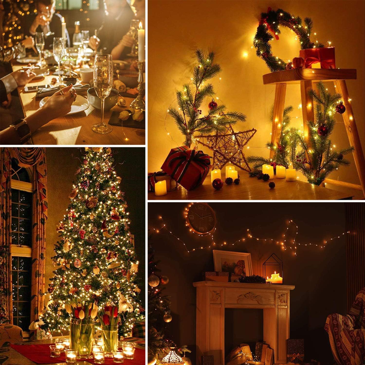 Lezonic [2 Pack Fairy Lights, 120LEDs 13M 8 Modes String Lights Battery Operated, Indoor/Outdoor with Remote Timer for Bedroom, Party, Wedding, Christmas Decorations(Warm White)