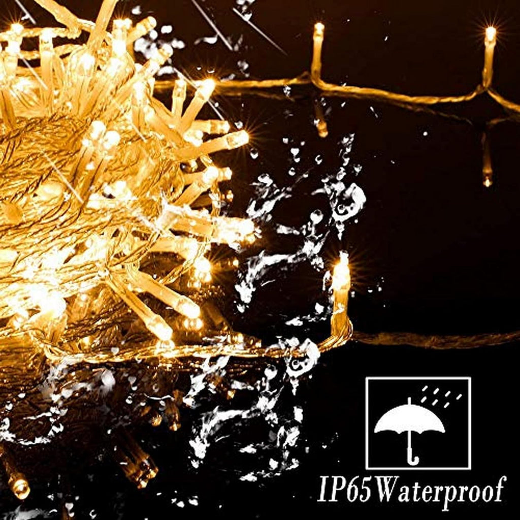 String Lights Mains Powered, 120 LED 12M/39Ft Fairy Lights Waterproof，with 8 Modes Remote Control Fairy Lights Indoor/Outdoor for Garden, Gazebo, Party, Wedding, Christmas Decorations (Warm White)