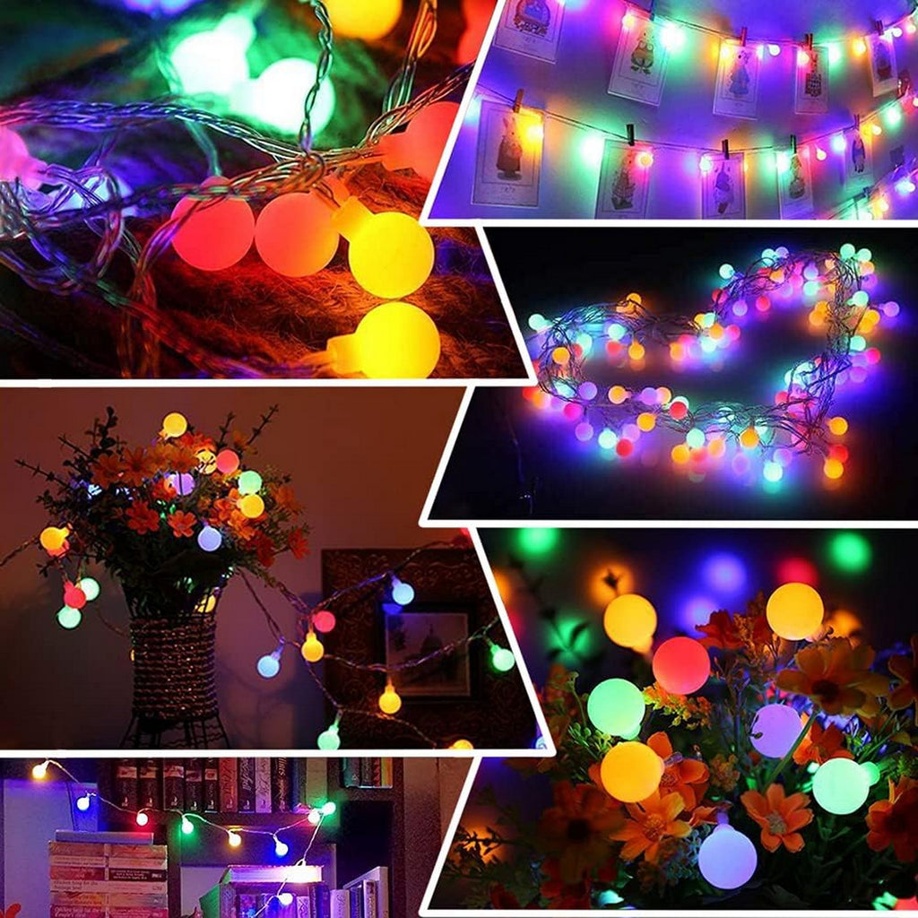 Fairy Lights Plug in 120 LEDs, 12M/39ft Globe String Lights Mains Powered, 8 Modes with Remote Timer Control Christmas Lights Outdoor/Indoor for Bedroom, Party, Wedding Decorations (Multi-Coloured)