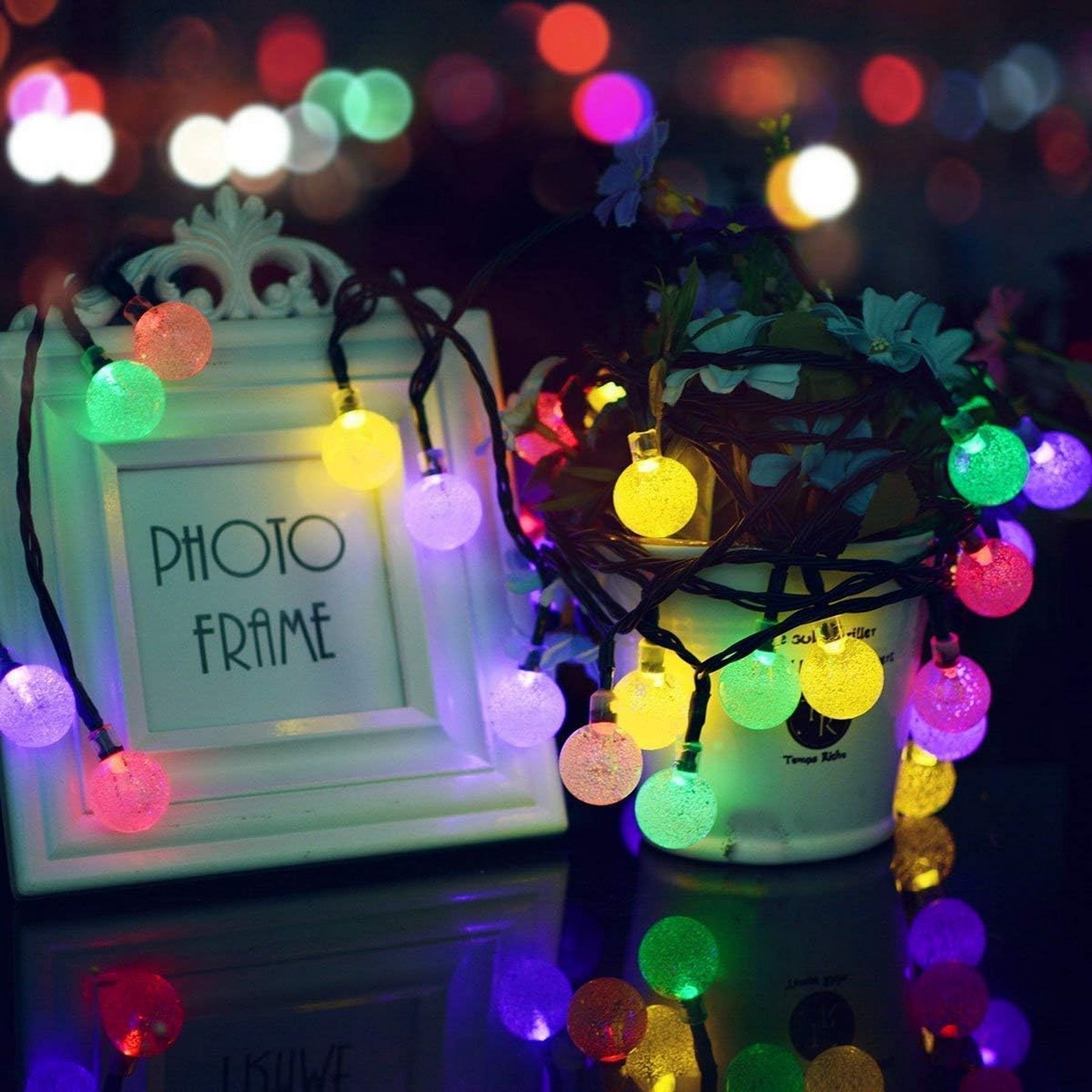 Lezonic Solar Fairy Lights Outdoor Waterproof, 50LED Solar Garden Lights, 8 Mode 7M/23Ft Indoor/Outdoor String Lights for Garden Patio Yard Home Christmas Parties Wedding(Multi-Coloured)
