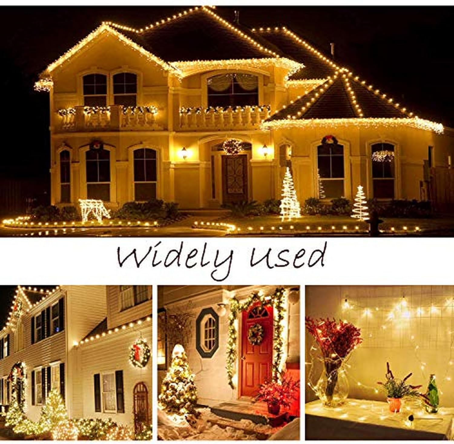 String Lights Mains Powered, 120 LED 12M/39Ft Fairy Lights Waterproof，with 8 Modes Remote Control Fairy Lights Indoor/Outdoor for Garden, Gazebo, Party, Wedding, Christmas Decorations (Warm White)