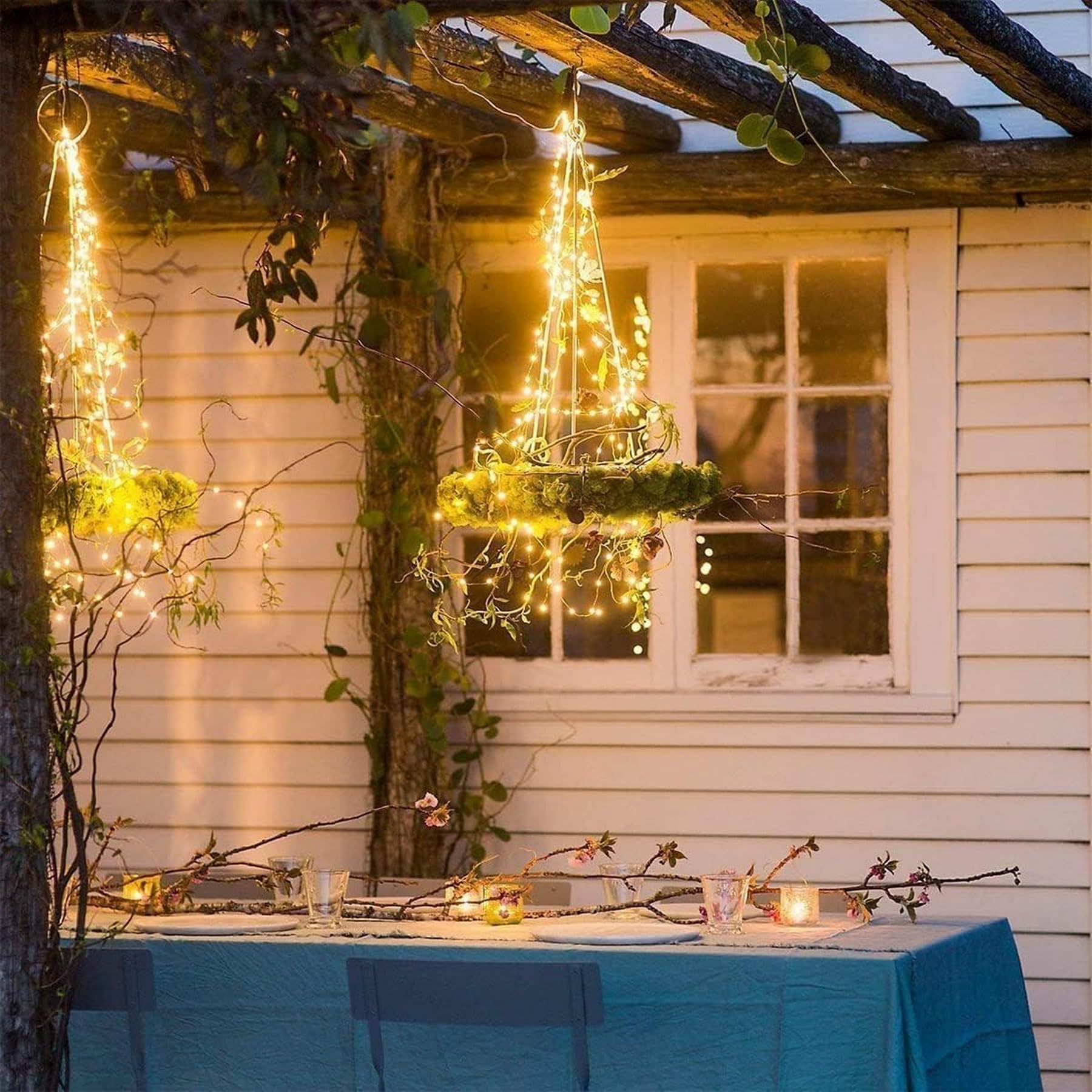 Lezonic Solar String Lights Outdoor, 2Pack Total 240 LED/80FT Solar Garden Lights Waterproof, 8 Modes Indoor/Outdoor Fairy Lights Copper Wire Lighting for Patio Yard Party Wedding (Warm White)