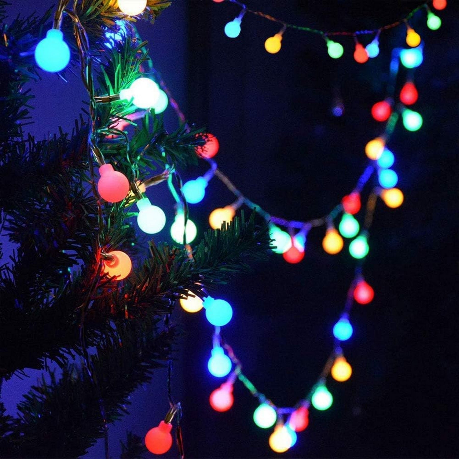 Fairy Lights Plug in 120 LEDs, 12M/39ft Globe String Lights Mains Powered, 8 Modes with Remote Timer Control Christmas Lights Outdoor/Indoor for Bedroom, Party, Wedding Decorations (Multi-Coloured)