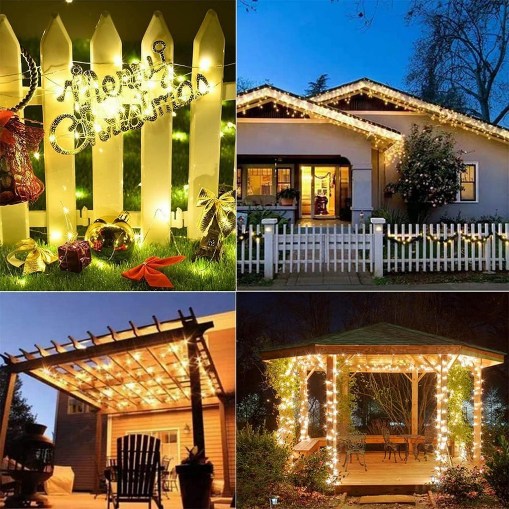 Lezonic Solar String Lights Outdoor, 2Pack Total 240 LED/80FT Solar Garden Lights Waterproof, 8 Modes Indoor/Outdoor Fairy Lights Copper Wire Lighting for Patio Yard Party Wedding (Warm White)