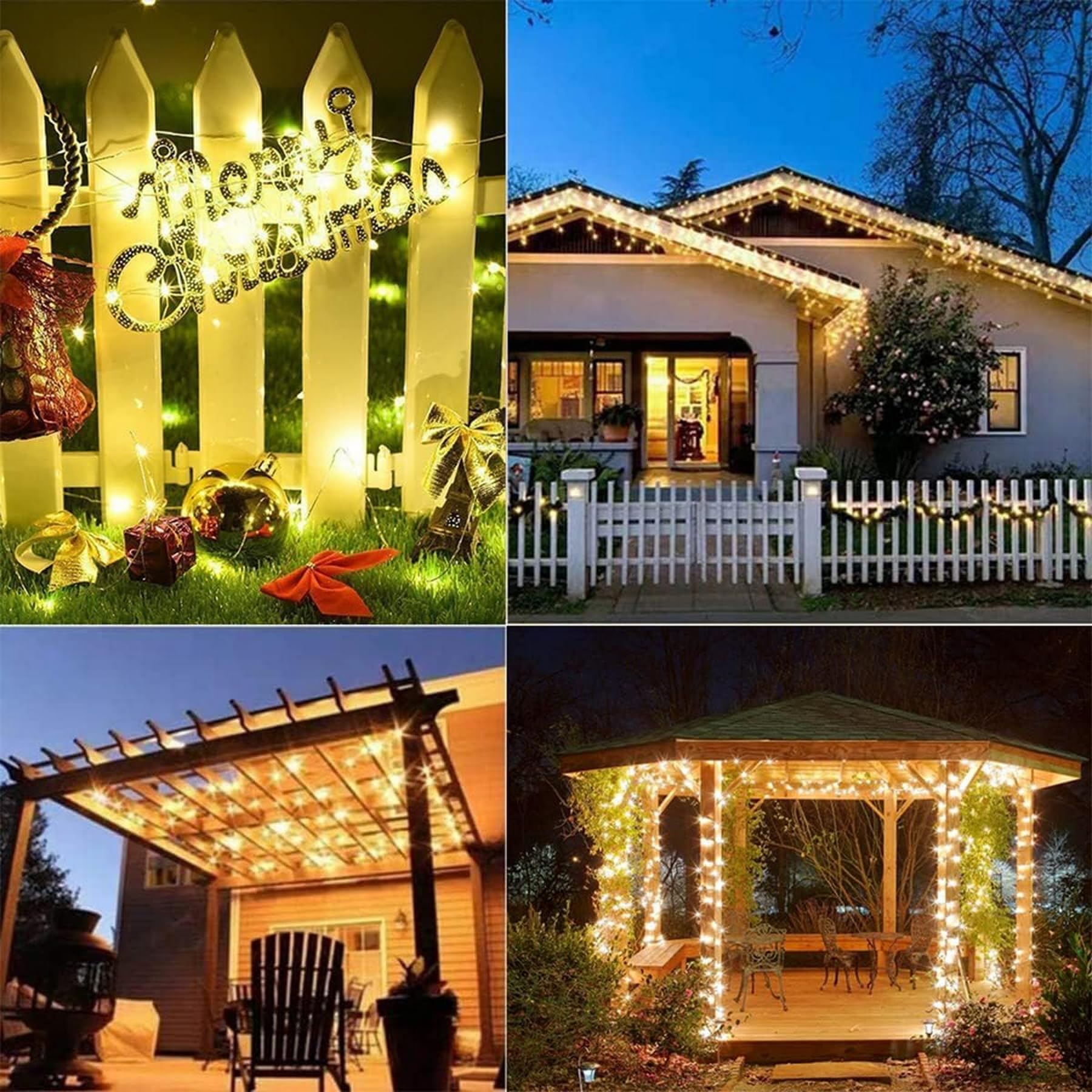 Lezonic Solar String Lights Outdoor, 2Pack Total 240 LED/80FT Solar Garden Lights Waterproof, 8 Modes Indoor/Outdoor Fairy Lights Copper Wire Lighting for Patio Yard Party Wedding (Warm White)